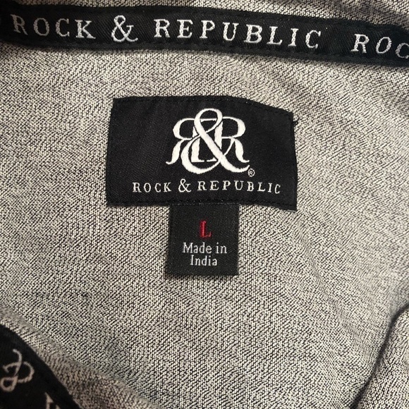 Rock&Republic Light Gray Zipper Accent Shirt Sz L - Picture 6 of 6